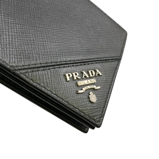 PRADA Money clip 2MN001 leather black mens Used Authentic