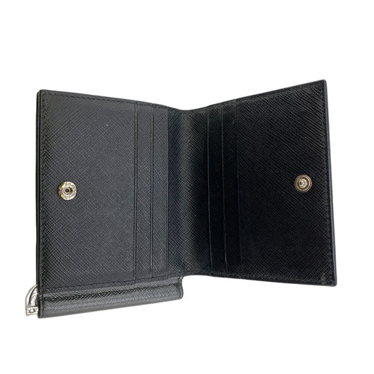 PRADA Money clip 2MN001 leather black mens Used Authentic