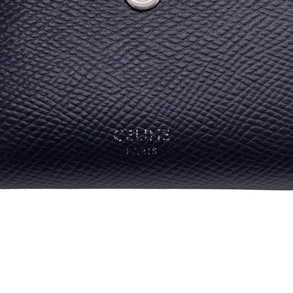 CELINE Tri-fold wallet leather black Compact wallet fine strap wallet Women Used Authentic