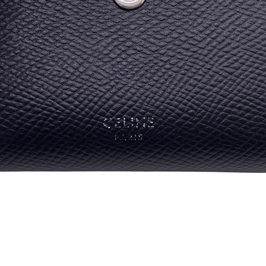 CELINE Tri-fold wallet leather black Compact wallet fine strap wallet Women Used Authentic