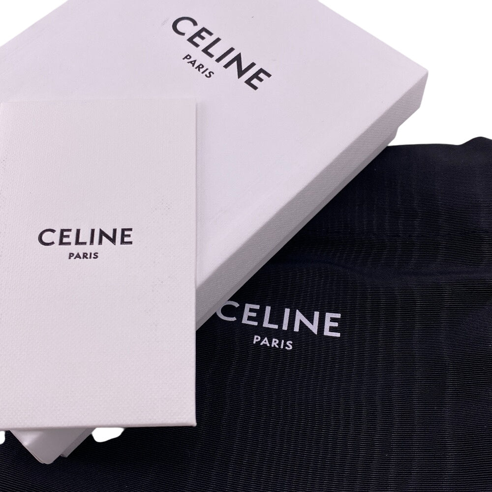 CELINE Tri-fold wallet leather black Compact wallet fine strap wallet Women Used Authentic