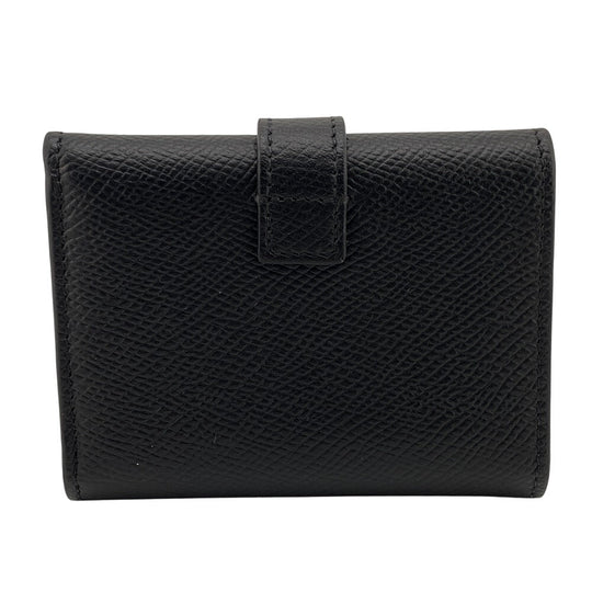 CELINE Tri-fold wallet leather black Compact wallet fine strap wallet Women Used Authentic