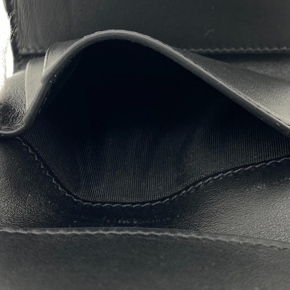 CELINE Tri-fold wallet leather black Compact wallet fine strap wallet Women Used Authentic