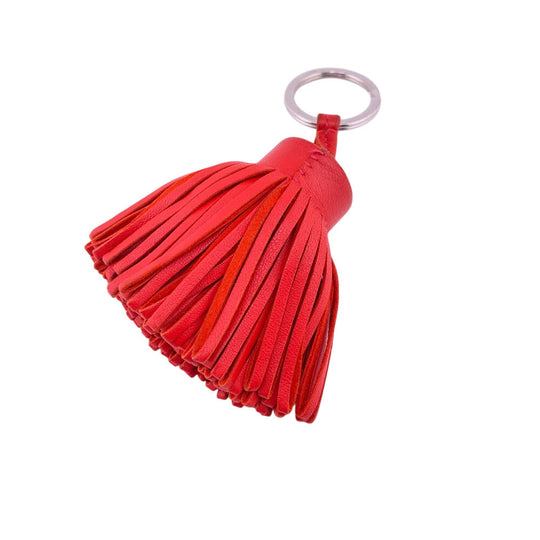 HERMES key ring leather Red charm Anjou Miro Carmen Women Used Authentic