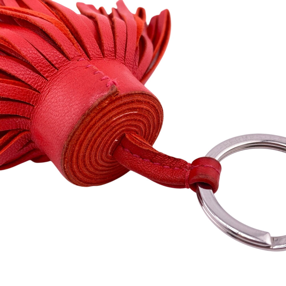 HERMES key ring leather Red charm Anjou Miro Carmen Women Used Authentic