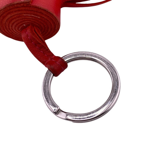 HERMES key ring leather Red charm Anjou Miro Carmen Women Used Authentic