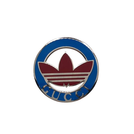 GUCCI Brooch Silver Red Adidas Pin Brooch mens Used Authentic