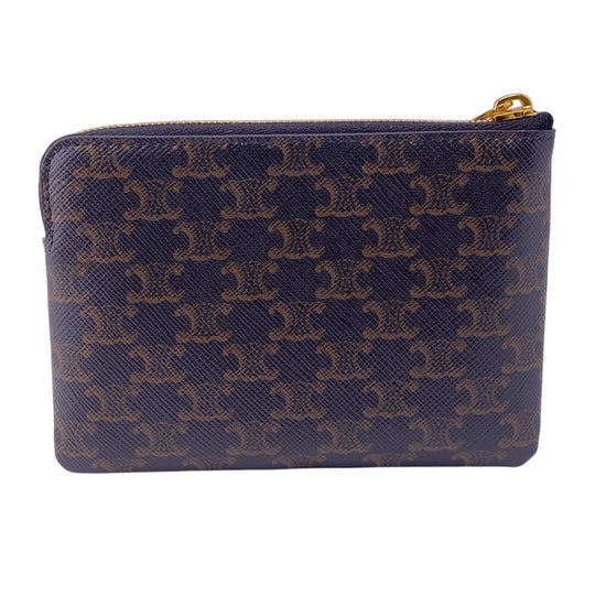 CELINE Coin case PVC black Triomphe Women(Unisex) Used Authentic
