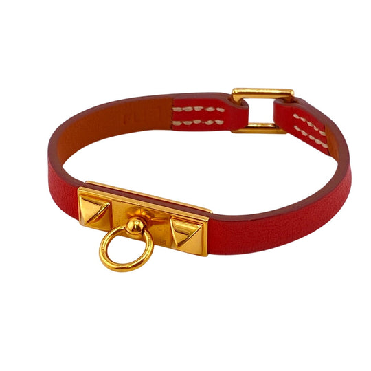 HERMES bracelet leather Red 2014 reval mini Women XS Used Authentic