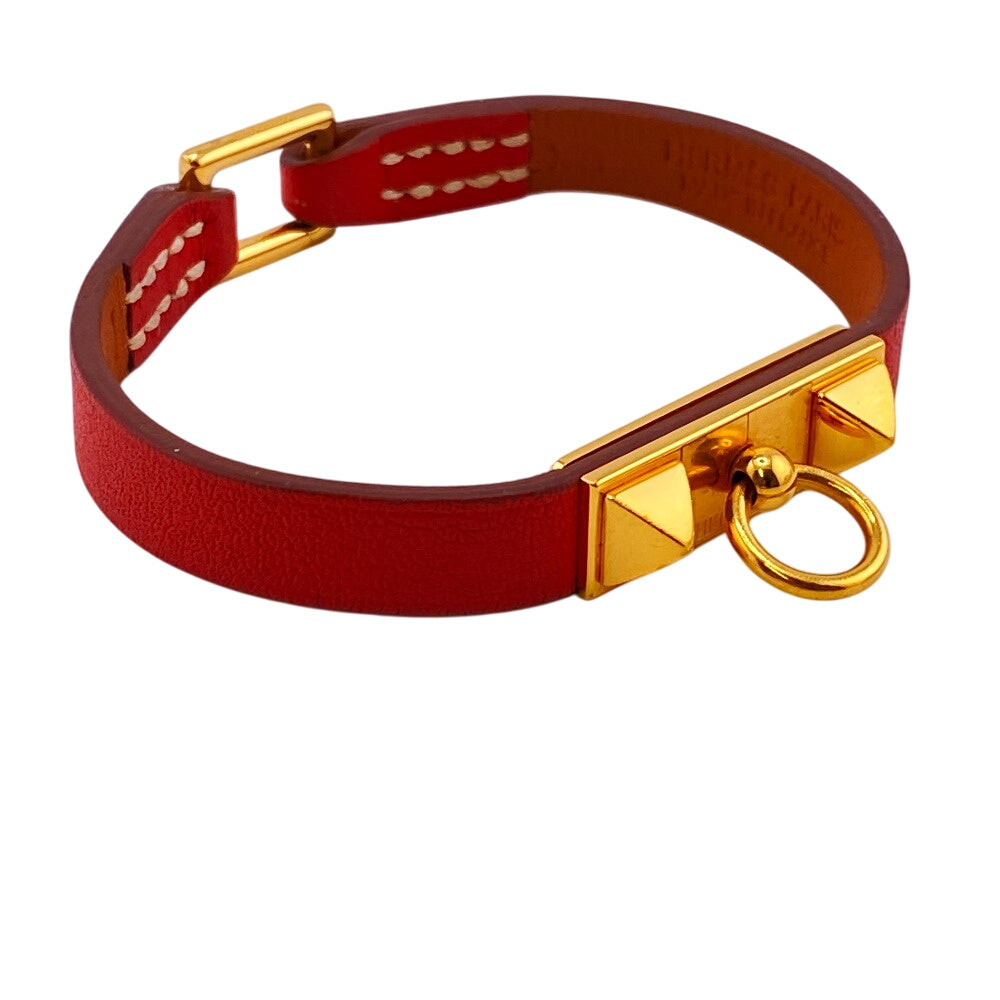 HERMES bracelet leather Red 2014 reval mini Women XS Used Authentic