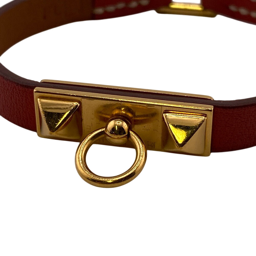 HERMES bracelet leather Red 2014 reval mini Women XS Used Authentic