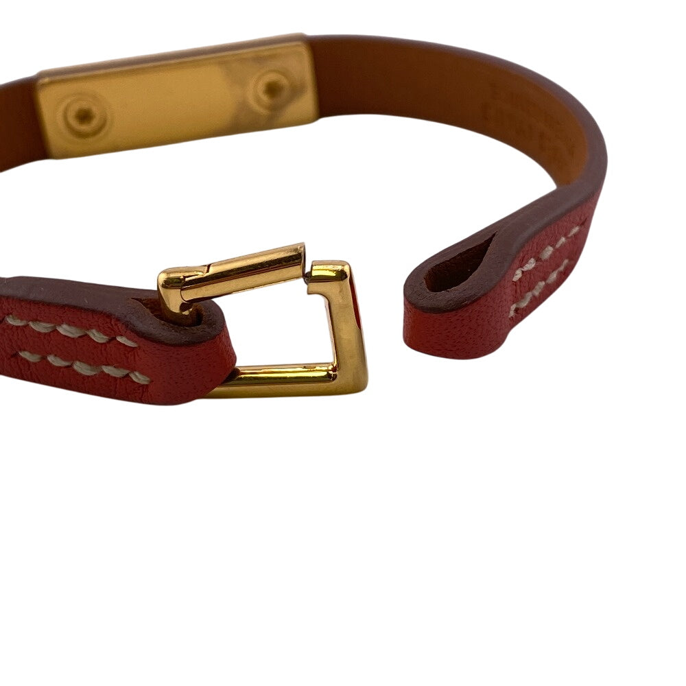 HERMES bracelet leather Red 2014 reval mini Women XS Used Authentic