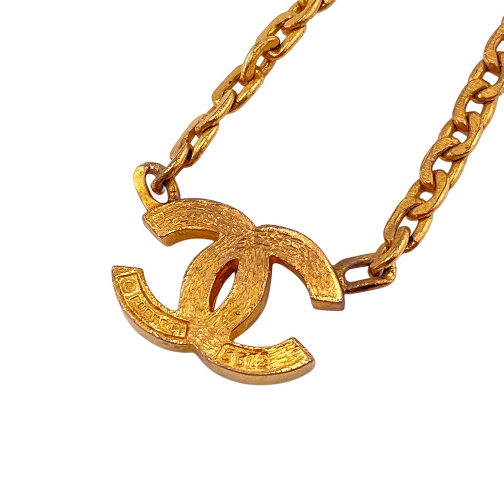 CHANEL Necklace Gold Plated gold 3312 Rhinestone COCO Mark Women Used Authentic