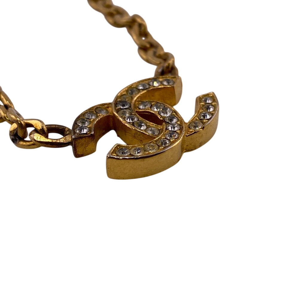 CHANEL Necklace Gold Plated gold 3312 Rhinestone COCO Mark Women Used Authentic