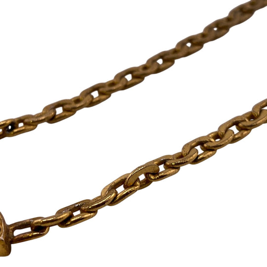 CHANEL Necklace Gold Plated gold 3312 Rhinestone COCO Mark Women Used Authentic