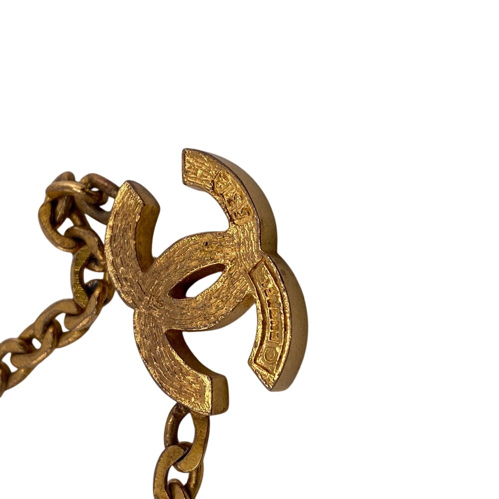 CHANEL Necklace Gold Plated gold 3312 Rhinestone COCO Mark Women Used Authentic