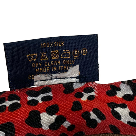 LOUIS VUITTON scarf M76930 silk Brown Monogram Leopard Pattern Twilly Women Used Authentic