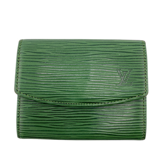 LOUIS VUITTON Coin case M63414 leather Borneo Green Epi Portomonet Simple unisex(Unisex) Used Authentic