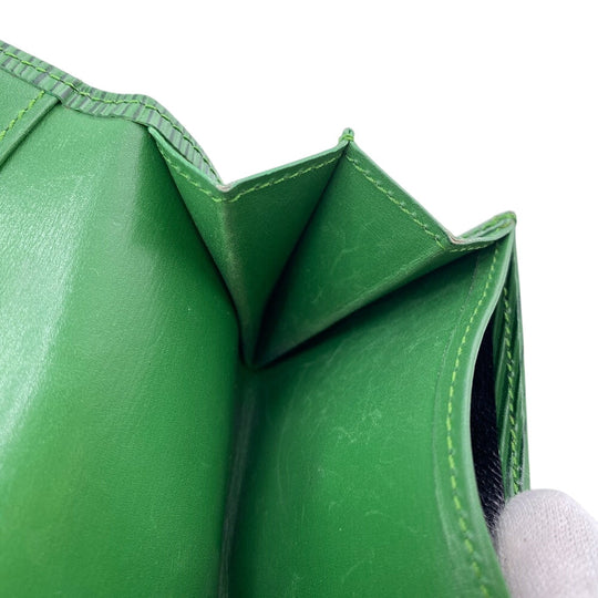 LOUIS VUITTON Coin case M63414 leather Borneo Green Epi Portomonet Simple unisex(Unisex) Used Authentic