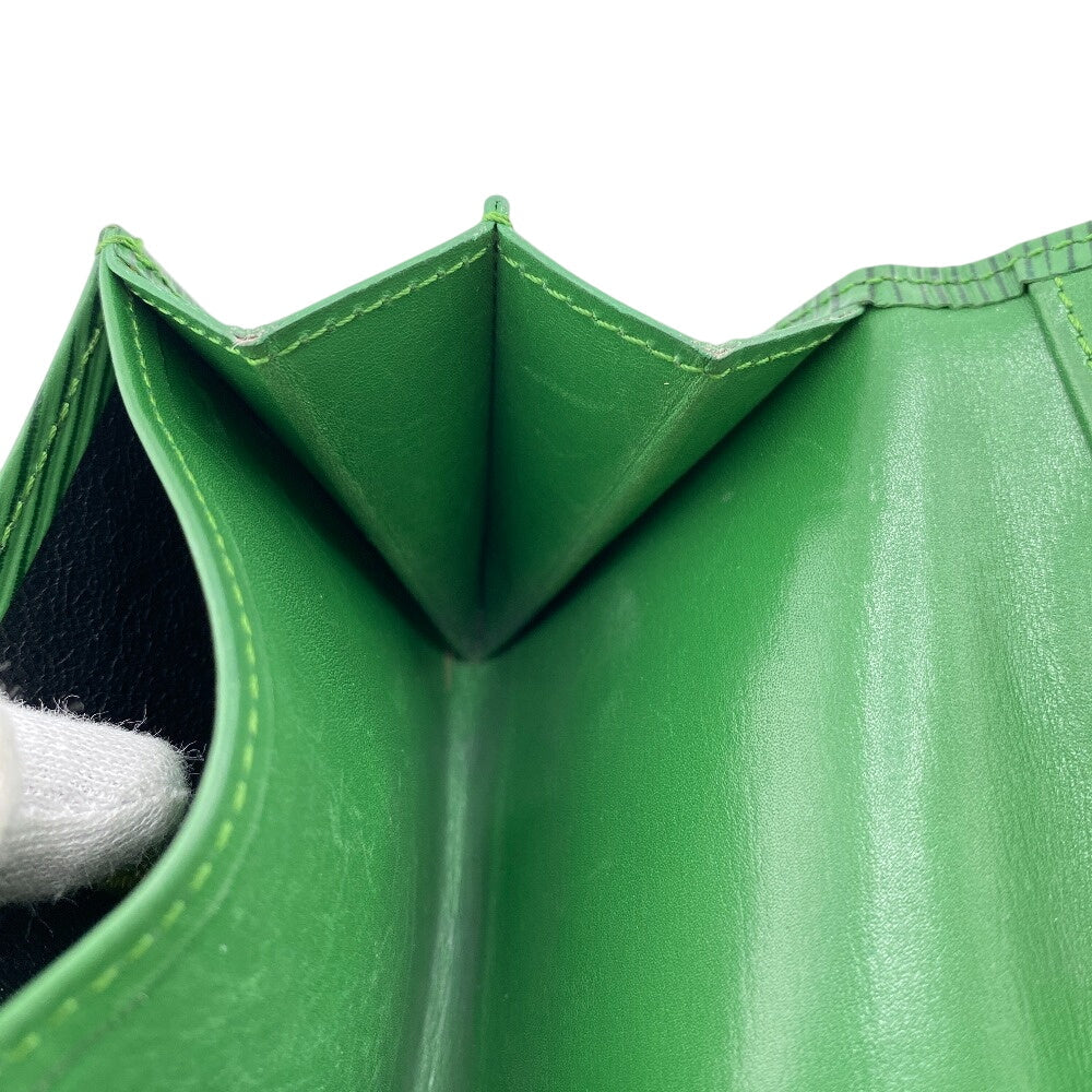 LOUIS VUITTON Coin case M63414 leather Borneo Green Epi Portomonet Simple unisex(Unisex) Used Authentic
