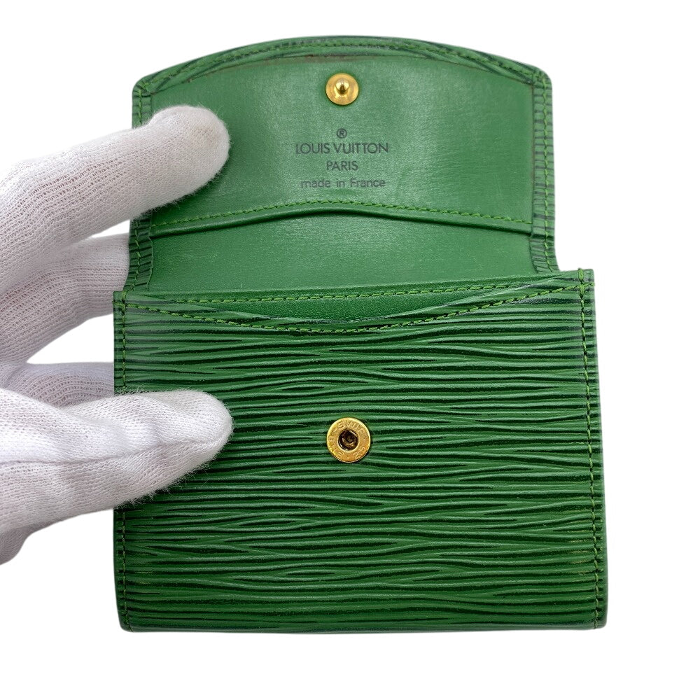 LOUIS VUITTON Coin case M63414 leather Borneo Green Epi Portomonet Simple unisex(Unisex) Used Authentic