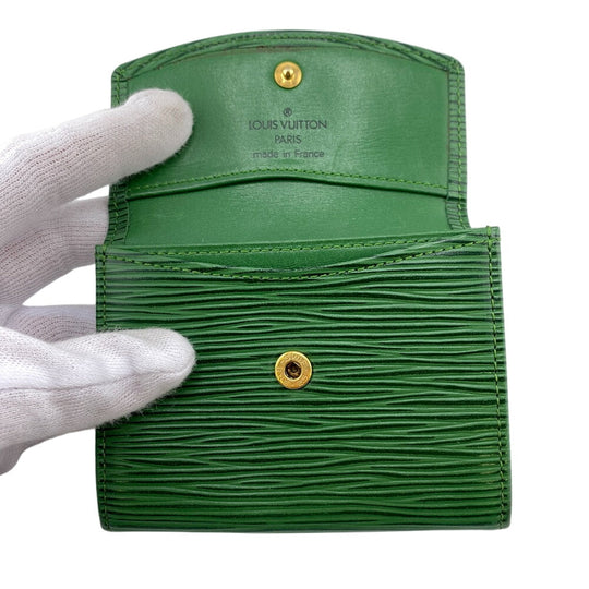 LOUIS VUITTON Coin case M63414 leather Borneo Green Epi Portomonet Simple unisex(Unisex) Used Authentic