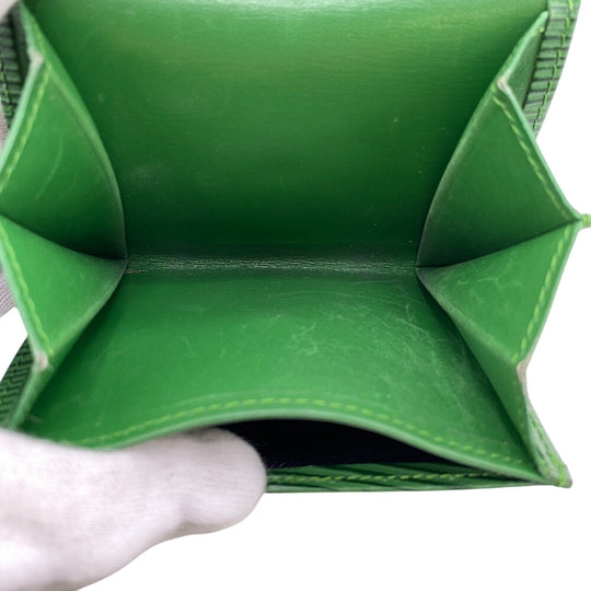 LOUIS VUITTON Coin case M63414 leather Borneo Green Epi Portomonet Simple unisex(Unisex) Used Authentic