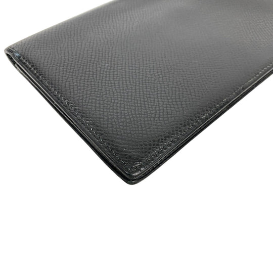 HERMES Bill Compartment leather black Vintage Bifold Wallet Ohsaka unisex(Unisex) Used Authentic