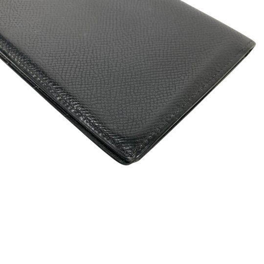 HERMES Bill Compartment leather black Vintage Bifold Wallet Ohsaka unisex(Unisex) Used Authentic