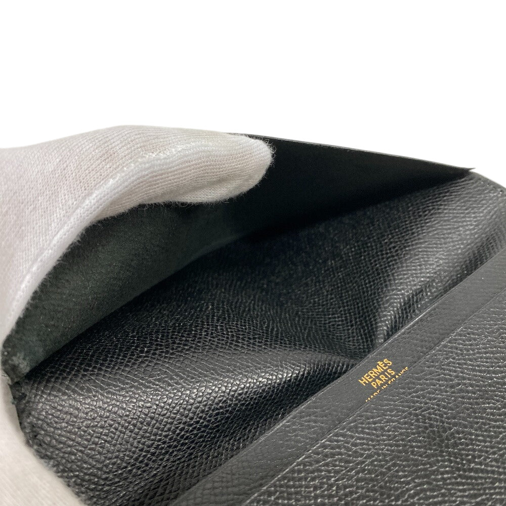 HERMES Bill Compartment leather black Vintage Bifold Wallet Ohsaka unisex(Unisex) Used Authentic