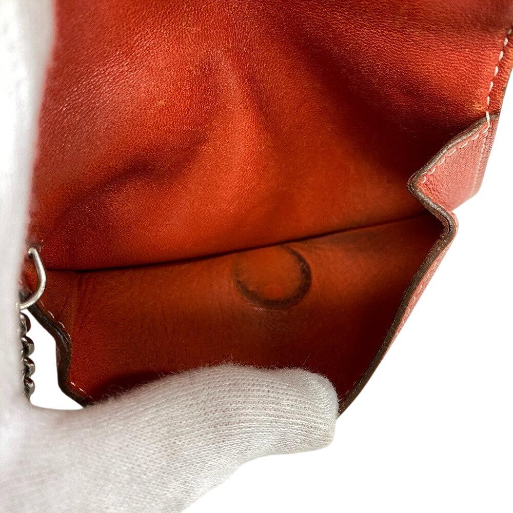 HERMES Key case Key holder  leather Orange Coin case By color dogon mini unisex(Unisex) Used Authentic