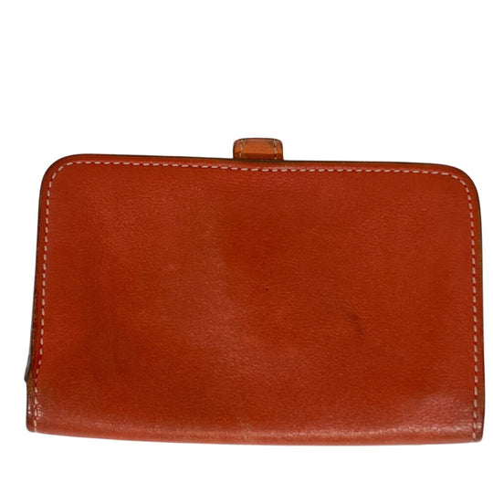 HERMES Key case Key holder  leather Orange Coin case By color dogon mini unisex(Unisex) Used Authentic