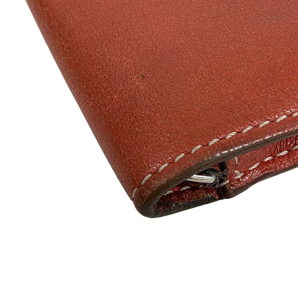 HERMES Key case Key holder  leather Orange Coin case By color dogon mini unisex(Unisex) Used Authentic