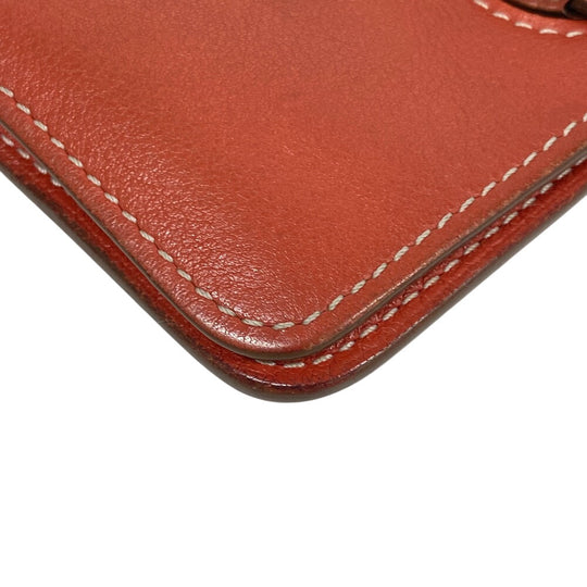 HERMES Key case Key holder  leather Orange Coin case By color dogon mini unisex(Unisex) Used Authentic