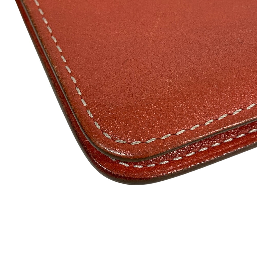 HERMES Key case Key holder  leather Orange Coin case By color dogon mini unisex(Unisex) Used Authentic