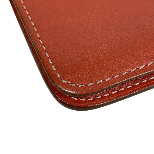 HERMES Key case Key holder  leather Orange Coin case By color dogon mini unisex(Unisex) Used Authentic