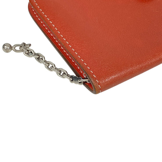 HERMES Key case Key holder  leather Orange Coin case By color dogon mini unisex(Unisex) Used Authentic