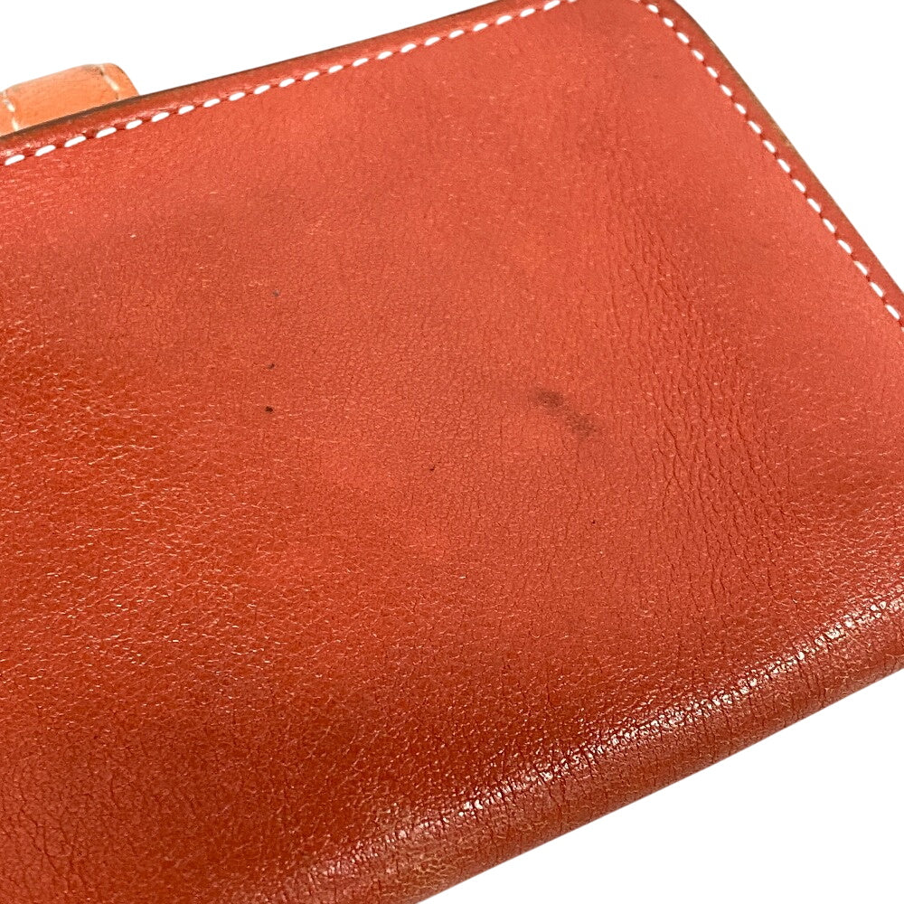 HERMES Key case Key holder  leather Orange Coin case By color dogon mini unisex(Unisex) Used Authentic