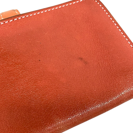 HERMES Key case Key holder  leather Orange Coin case By color dogon mini unisex(Unisex) Used Authentic