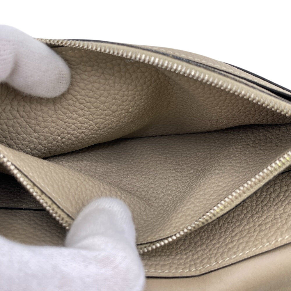HERMES Long Wallet Purse leather beige Dogon GM Women Used Authentic