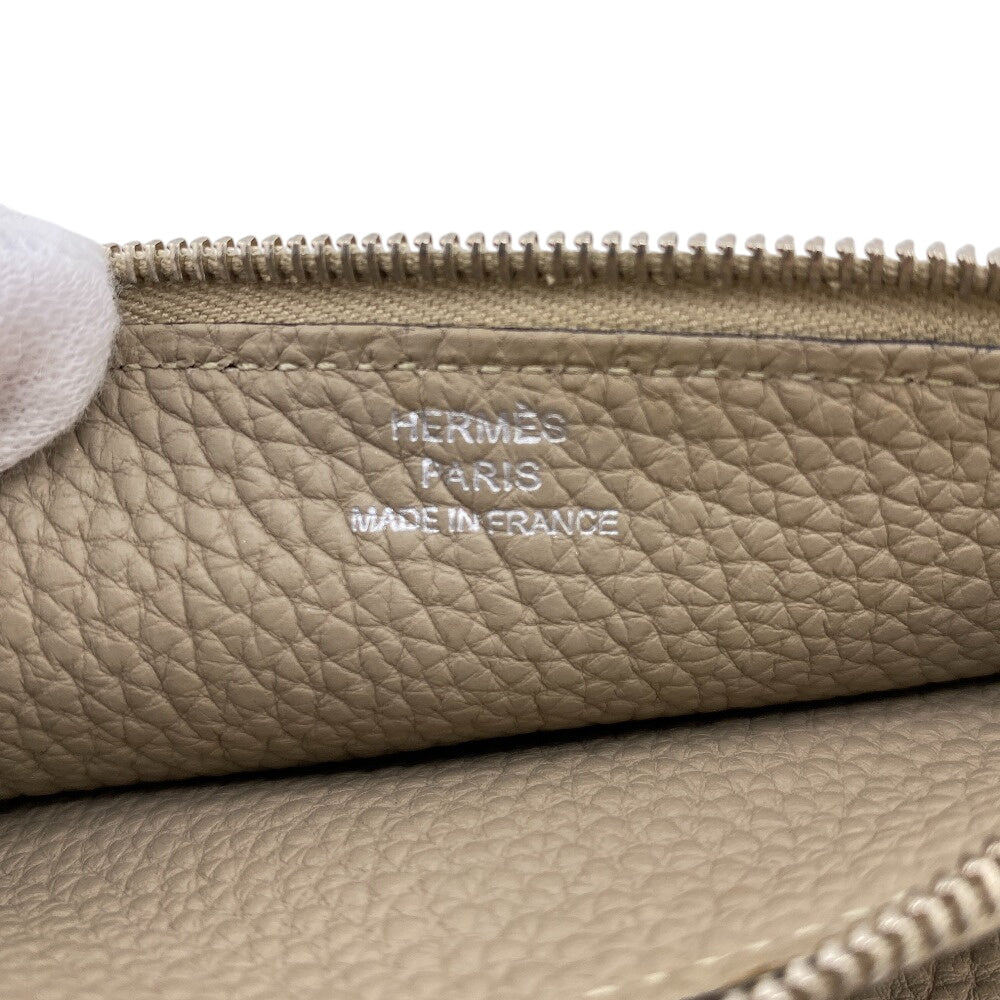 HERMES Long Wallet Purse leather beige Dogon GM Women Used Authentic