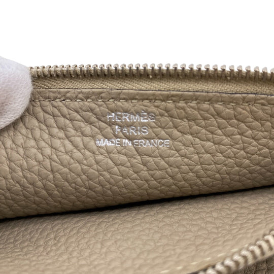 HERMES Long Wallet Purse leather beige Dogon GM Women Used Authentic