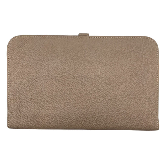 HERMES Long Wallet Purse leather beige Dogon GM Women Used Authentic