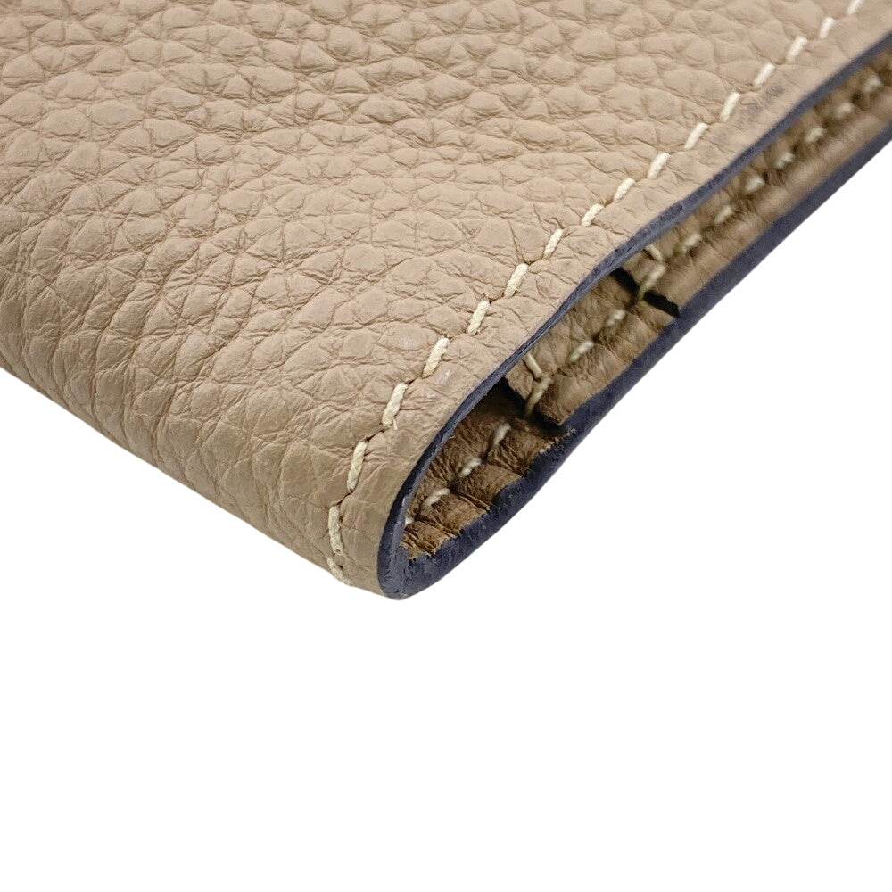 HERMES Long Wallet Purse leather beige Dogon GM Women Used Authentic