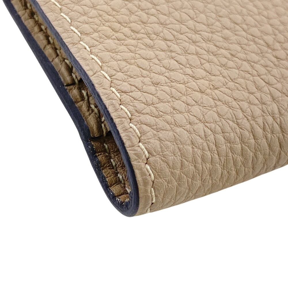 HERMES Long Wallet Purse leather beige Dogon GM Women Used Authentic