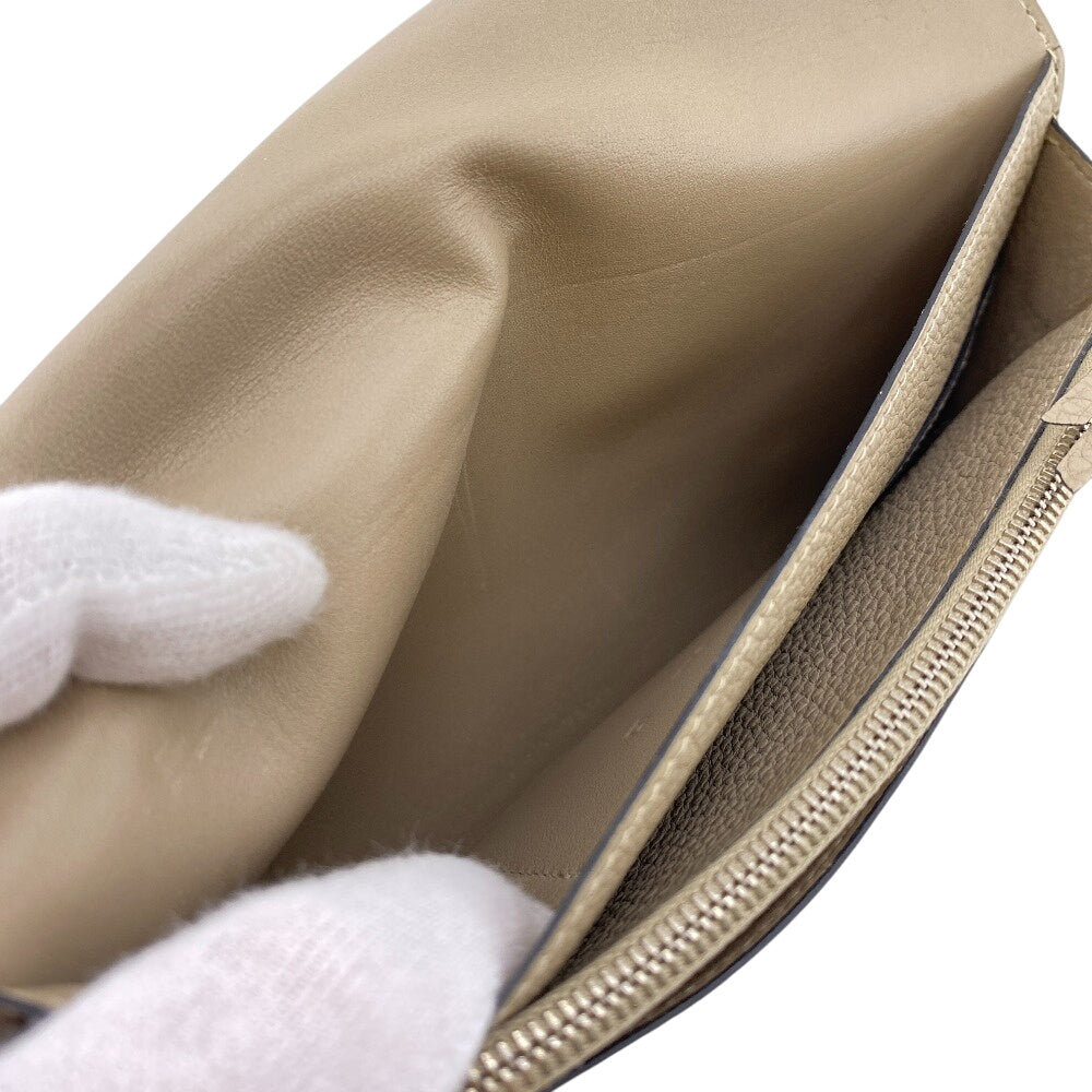 HERMES Long Wallet Purse leather beige Dogon GM Women Used Authentic