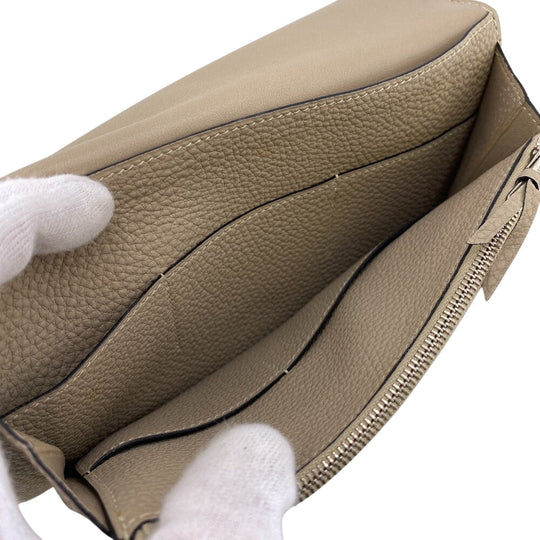 HERMES Long Wallet Purse leather beige Dogon GM Women Used Authentic