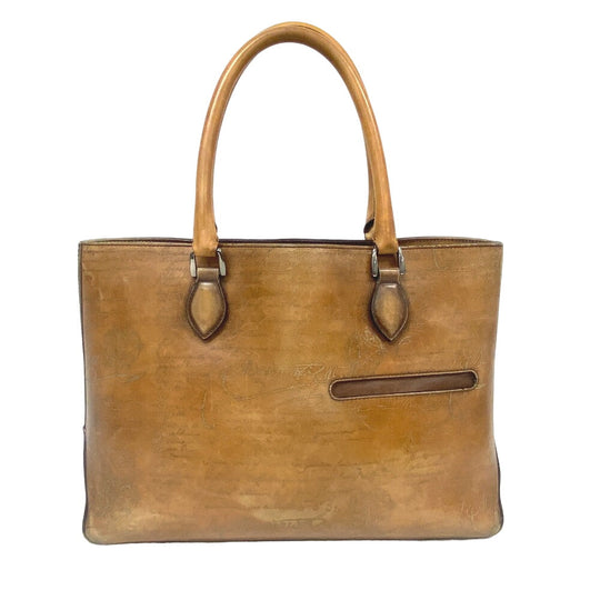 Berluti Tote Bag leather Brown Calligraphic to Jules mens Used Authentic