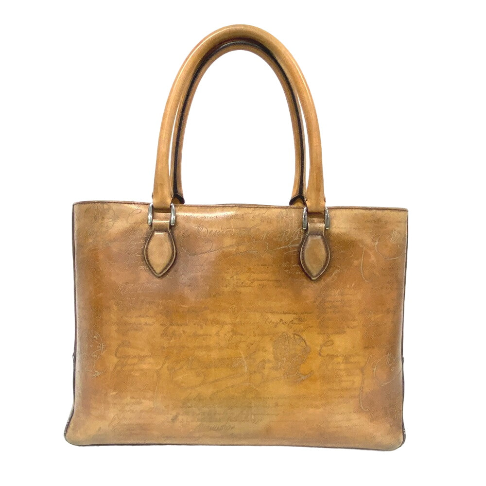 Berluti Tote Bag leather Brown Calligraphic to Jules mens Used Authentic