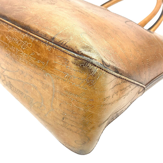 Berluti Tote Bag leather Brown Calligraphic to Jules mens Used Authentic